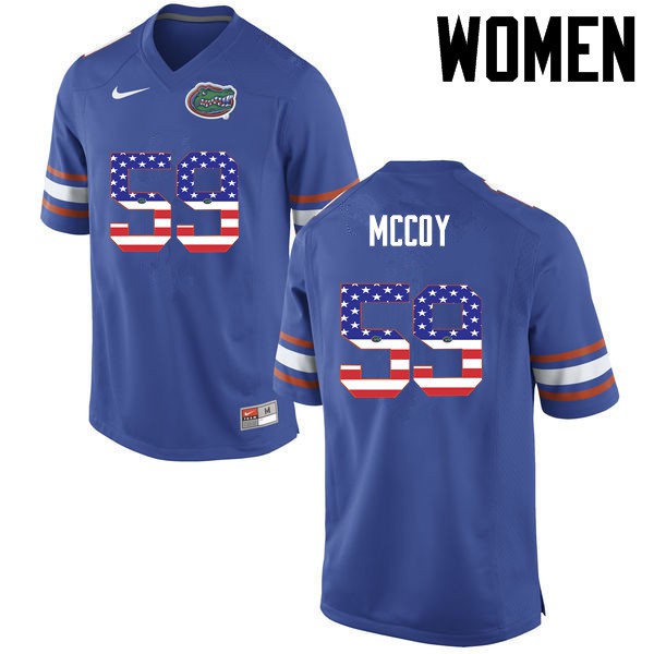 Florida Gators Women #59 T.J. McCoy College Football USA Flag Fashion Blue